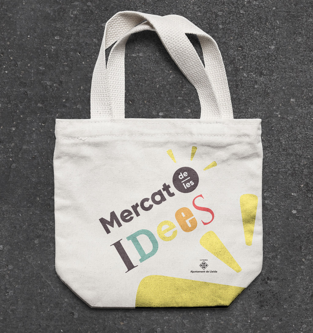 Bolsa de tela con logotipo Mercat de les Idees 2017 Lleida. Bolsa de tela amb logotip Mercat de les idees 2017 Lleida.