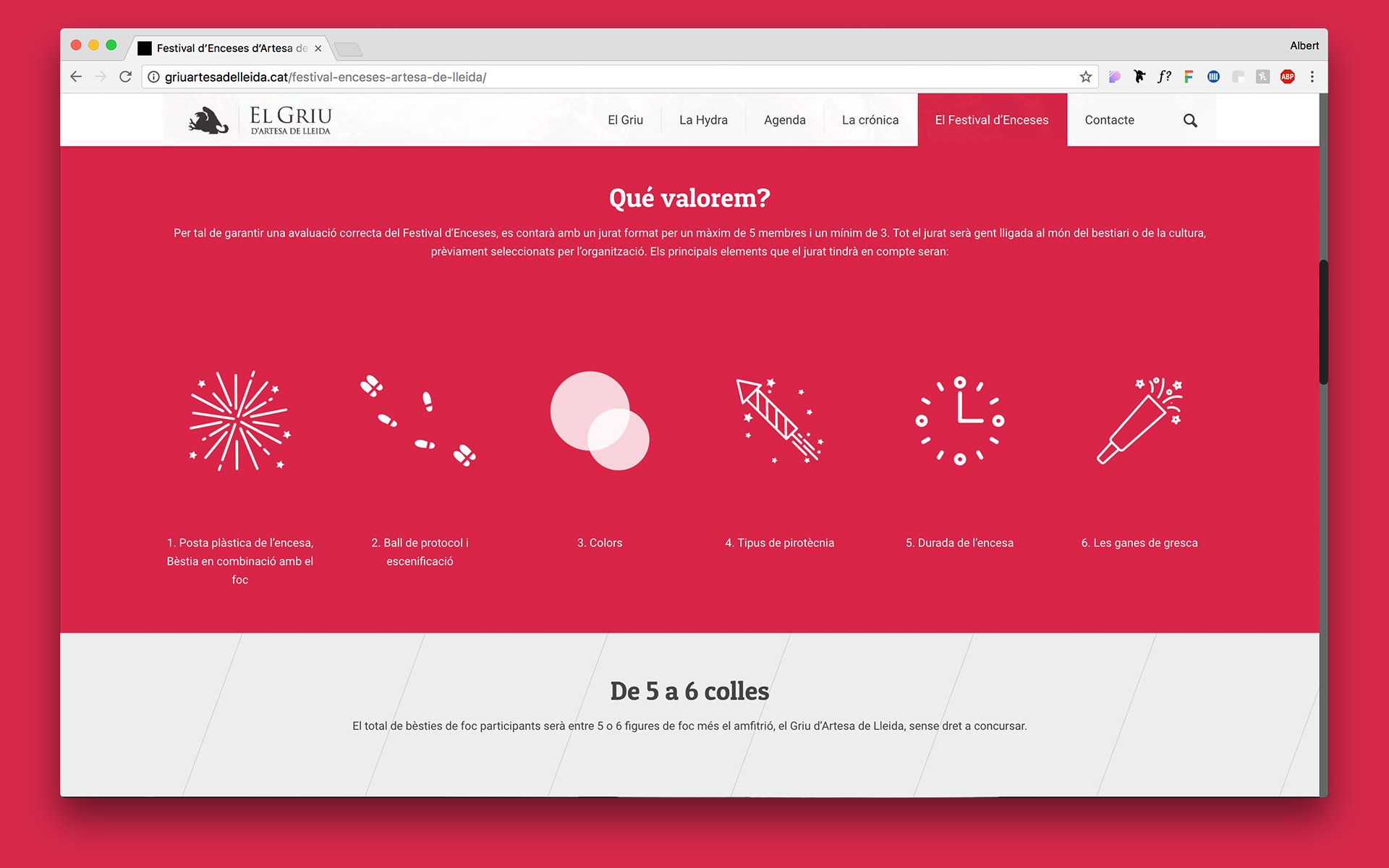 Diseño de la pàgina web para el Griu Artesa de Lleida. Disseny de la pàgina web per al Griu Artesa de Lleida.