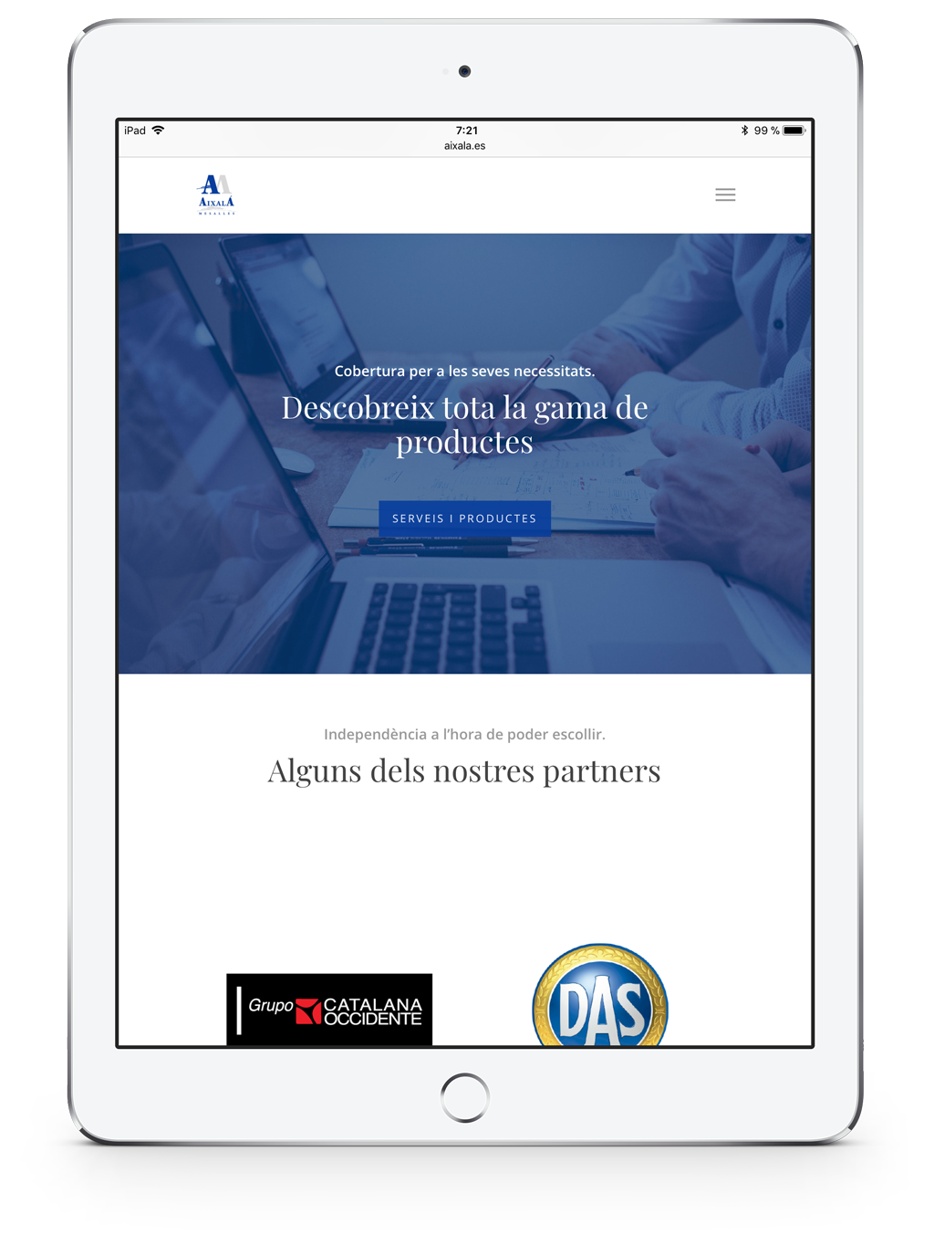 Diseño web para formatos tablet para aixala mesalles. Disseny web per a formats tablet per aixala mesalles.