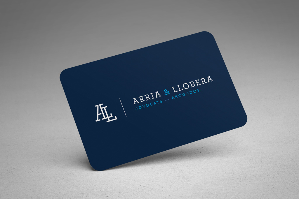 Tarjeta de visita para Arria Llobera Advocats Lleida. Tarjetas de visita para Arria Llobera advocats Lleida.